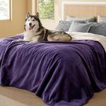 Bedsure Waterproof Blanket for Bed - Sherpa Fleece Waterproof Dog Blankets for Large Dogs, Pet Blankets for Bed/Couch/Dog Crate, Soft Plush Reversible Furniture Protector, King, 108"x86", Eggplant