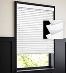 LazBlinds 2" Real Wood Blinds, White Wood Blinds, Cordless Room Darkening Blinds for Windows - Actual Blinds Size: 27.5'' W x 72'' H, Basswood - White