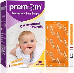 Premom 30-Pack hCG Pregnancy Test Strips -30 Individually Wrapped Pregnancy Test Kit- Accurate and Powered by Premom Ovulation Predictor iOS and Android APP