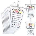 200 Pieces Tumbler Cup Cards, Cup Care Instructions Cards, Tumbler Care Cards, Cup of Care Mug Insert for Business, Customer Directions Cards, Online Shop Package Insert (Cute Style)