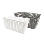 Z&A Rattan Effect Storage Baskets - Suitable For Bathroom, Kitchen, Laundry, Room, Home And Office - Premium Quality Multipurpose Basket With 2 Cutout Sturdy Carry Handles - 29.7 x 22.5 x 13cm