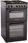 Cookology 93L Wide Freestanding Electric Twin Cavity Cooker, with 4 Zone Solid Plate Top Hob - 50cm - Black