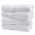 Linen Republic 100% Cotton Bath Towel, 4 Piece Bathroom Towel, Thicker, Softer, Plushier and Highly Absorbent Luxury Hotel & Spa Quality Towel Sets for Bathroom (White)