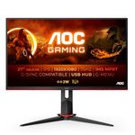 AOC Gaming 27G2U5 - 27 Inch FHD Monitor, 75Hz, 1ms, IPS, AMD FreeSync, Height Adjust, Speakers, USB Hub, Low Input Lag (1920x1080 @ 75Hz 250cd/m², HDMI/DP/USB 3.0)