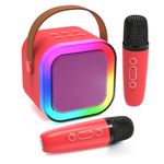 Fede Karaoke Machine for Kids Adults, Mini Karaoke Machine with 2 Wireless Microphones, Portable Bluetooth Speaker with Voice Changing Effects & LED Lights, Best Gifts Toys for Girls and Boys