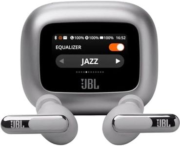 JBL Live Beam 3 True Wireless Noise Cancelling Earbuds with Screen, Silver