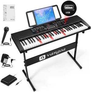 Vangoa Black Electric Keyboard Piano 61 Light Up Keys Full Size with Stand