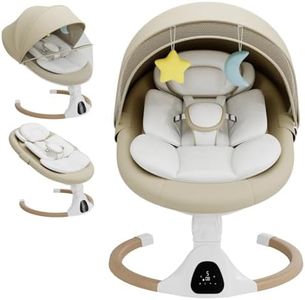 Electric Baby Swing Chair from Birth, 0–6 Months, max 9kg，Portable Newborn Baby Bouncer with Bluetooth, Rocking Rocker Chair 5 Swing Speed, 3 Angle Position, Remote Control & Touch Panel Beige