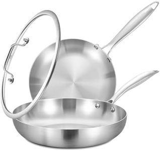 Inqibee Pentole a tre strati in acciaio inox da 20-25 cm con coperchio, set di padelle piccole Stri Fry Pan, padelle, padella a induzione, resistenti e adatte al forno.