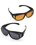 Boolavard 2 PACK HD Night Day Vision Driving Wrap Around Anti Glare Sunglasses with Polarized Lens for Man and Women