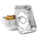 MATANA - 50 Reusable Large Silver Aluminium Foil Roasting Oven Trays (37x27cm/5000ml)