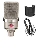 NEUMANN TLM-102 Large Diaphragm Studio Condenser Microphone (Nickel) with Suspension Shockmount & Pop Filter