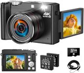 Digital Camera 4K 64MP Autofocus Vlogging Camera with 32GB Card & Macro Function, 18X Digital Zoom Compact Digital Camera with 2.8'' 180° Flip Screen & 2 Batteries for Teens Beginners Adults