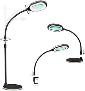 Brightech LightView Pro Magnifying LED Desk Lamp with Light, Hobbies & Reading, Flexibility & Durability Magnifying Floor Lamp, 3 in 1 LED Light Glass Magnifier, Work Light for Pro Uses - Black