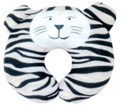 First Kick New Born Baby Crib, Cotton Bed Soft Head Positioning Pillow for Head Shaping Baby (0-18 Month) Grey Tigers Pack of 1