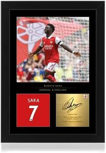 Photo encadrée signée Bukayo Saka A4 – Signature numérique reproduite – Cadeau pour les fans d'Arsenal FC