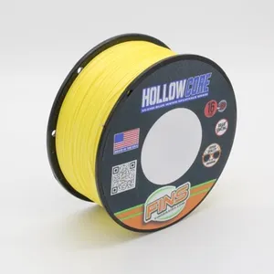 FINS Hollow Core Braided Fishing Line - USA Made, Spliceable Braid for Bluewater Angling, Superior Knotless Leader Transition - 16-Strand for Increased Reel Capacity - Yellow - 200 lb - 300 yds