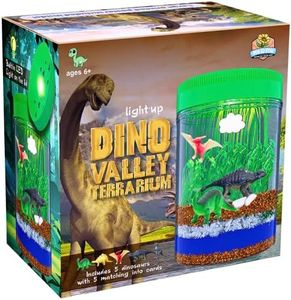 Light-Up Dinosaur Terrarium Kit - Birthday Gifts for Boys Ages 4 5 6 7 8-12 Year Old - STEM Science Kits - Arts & Crafts Educational DIY Kids Toys for Boys & Girls - Toys & Activities Kits Presents