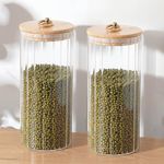 The Better Home Borosilicate Glass Jar With Bamboo Lid|Kitchen Organizer Items And Storage|Multi-Utility,Leakproof,Airtight Storage Jar For Cookies,Snack,Tea,Coffee,Sugar|Set Of 2 (1125Ml),Clear