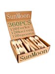 360 Pack Disposable Wooden Cutlery Set, Eco Friendly 120 Spoons 120 forks 120 Knives, Plastic Free Packaging, Substitute for Plastic Cutlery and Bamboo Cutlery, Disposable Cutlery for Parties, Camping