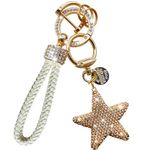 Cute Keychain for Women with Rhinestone Star Shape Key chains, Bling Womens Keychain for Car Keys, Sparkling Keychain Gifts, Gold, 5.1 x 1.2 x 0.6