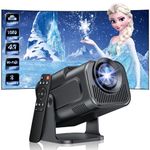 2024 Mini Projector, Portable Projector 4K 1080P, WiFi 6 and BT 5.0 Support, Auto Keystone & Short Throw Projector, 180° Adjustable Bracket and 150″ Screen Outdoor Projector with USB/HDMI/JACK Port