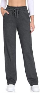 Tallemon Tall Womens 36" Inseam Fleece Lined Sweatpants Straight Leg Warm Casual Lounge Sweat Pants Charcoal, XX-Large