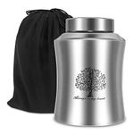 Large Cremation Urns for Adult Human Ashes, Up to 220 lbs Decorative Urn with Flower Design for Female Male Ashes with Velvet Bag (Tree of Life Urns)