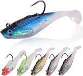 6cm/8cm/10cm Rigged Minnow Soft Lures Swim Shad Swimbaits Lead Head Jig Hooks Topwater Lures Spinnerbait Crankbait for Bass,Walleye,Pike,etc 3.15inch 6pcs