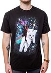 Marvel Deadpool Space Trip Unicorn Kitty Adult T-Shirt (Medium, Black)