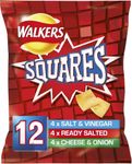 Walkers Squares Cheese and Onion Multipack Snacks, 6x22 g