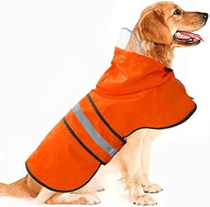 Dog Raincoat Waterproof Reflective Slicker - Lightweight Breathable Hooded Poncho Rain Coat Jacket with Adjustable Belly Strap and Leash Hole for Small Medium Large Dogs (X-Large, Orange)