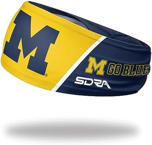 Suddora University of Michigan Tapered Headband, Michigan Wolverines Breathable Sweatbands, Non-slip Terry Cloth Fabric Headband for Football, Tennis, Workout, Costumes & Cosplay (Yellow)