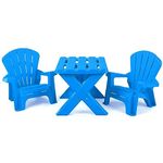 COSTWAY Kids Table and Chairs Set, Toddler Activity Table with Adirondack Chairs, Plastic Children Furniture for Playroom, Picnic, Garden, Backyard (Blue)