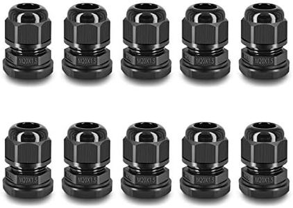 NineLeaf 10 Piece Waterproof Cable Glands Joints Adjustable 6-12mm Cable Connectors,M20x1.5 Black Compression Cable Glands Joints 20mm Diameter Titting Hole Glands, IP66 for Outdoor Use