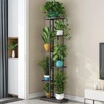 HOUSE PLANT Plant Stand Metal 6 Tier 7 Potted Multiple Flower Pot Holder Shelf Indoor Outdoor Planter Display Shelving Unit for Patio Garden Corner (Black)