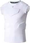 COOLOMG Boys Padded Compression Shirts Sleeveless Football Tanks 5-Pad Basketball Tops Rib Chest Shoulder Protector S White