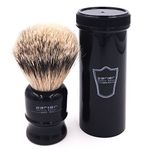 Parker Safety Razor,100% Silvertip Travel Shave Brush with Case, Black