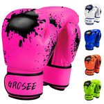 Kids Boxing Glove 6oz 8oz, Youth, Boys and Girls Training Sparring Gloves for Punching Bag, Kickboxing, Muay Thai, MMA, UFC, Gift for Age 6-15 Years (Pink, 6 oz (45-80 lbs))