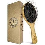 Boar Bristle Oval Hair Brush by RustiK, Eco Friendly, Detangling, Nylon Soft Pin, Scalp Massaging, Anti Static, Paddle Brush, Woodcrafted For Men and Women.