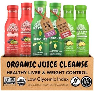 Karviva Organic Juice Cleanse for Sugar Detox & Weight Control - Ancient Eastern Remedies for Healthy Digestion & Gentle Detox with Sprouts, Aloe Vera - Prebiotic Fiber, Electrolytes & Antioxidants (6 BPA-Free Bottles, 12 fl oz Each)