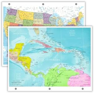 Detailed United States Map & Central America Map Reference Page – Laminated, Double-Sided 3-Ring Binder Insert – Durable Gloss Geography Chart for Study (10 Pack)