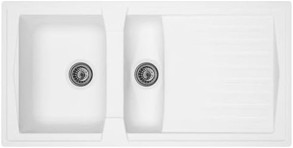 Liquida AR15WH 1.5 Bowl Composite Reversible Inset White Kitchen Sink with Waste