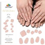 EBANKU Semi Cured Gel Nail Strips, 24PCS Gel Nail Stickers 28PCS Pedi Gel Nail Wraps Long Lasting- Easy to Apply & Remove for Salon-Quality Pedicure| Nude Pink