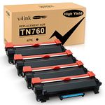 v4ink Compatible TN760 Toner Cartridge Replacement for Brother TN760 TN730 TN-760 TN 760 Used with Brother HL-L2350DW HL-L2370DW MFC-L2730DW MFC-L2750DW DCP-L2550DW Printer(Black, High Yield, 4Pack)