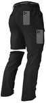 Men's Hiking Convertible Zip Off Pants Outdoor Waterproof Quick Dry Lightweight Fishing Safari Travel Cargo Work Pants, Black, 32
