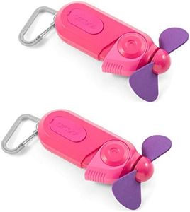 O2COOL FMS0003 Personal Mini Fan-Portable Battery Operated Handheld Cooling Accessory with Fine Mist Spray for Outdoor, Beach, Camping-Convenient Carabiner Clip (2 Pack Raspberry)