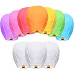 10 Pack Chinese Paper Lanterns to Release in Sky Memory Colored,Chinese Lanterns Multicolored Wish Lanterns for Memory of Family-Multicolored