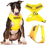 NERVOUS (Give Me Space) Yellow Colour Coded Non-Pull Front and Back D Ring Padded and Waterproof Vest Dog Harness PREVENTS Accidents By Warning Others Of Your Dog In Advance (L)