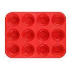 SULCMOD Silicone Muffin Trays for 12 Muffins Non-Stick Muffin Cupcake Tin, Baking Mould for Muffins or Cupcakes Bakeware Red